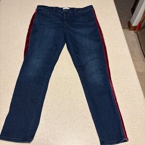 LOFT Skinny Jeans Red Velvet Stripe size 12 31 sustainable Style